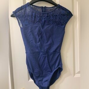 Mesh Lace Dance Leotard With Skirt